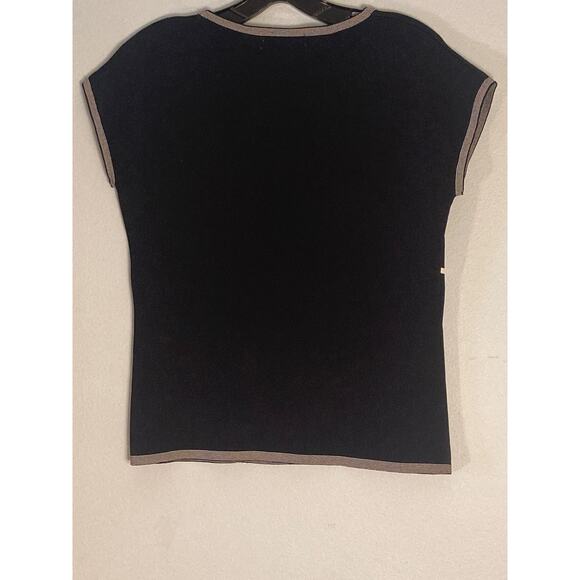 Vintage Carducci Black White Grid Minimalist Short Sleeve Sweater Knit ~ Sz L - Picture 8 of 8